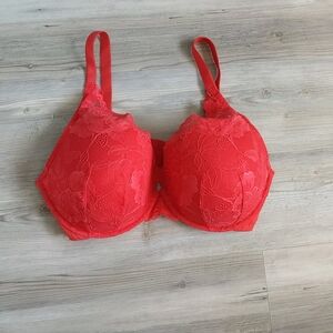 ❤️ TORRID CURVE Bra 40DDD RED Floral Lace 40F